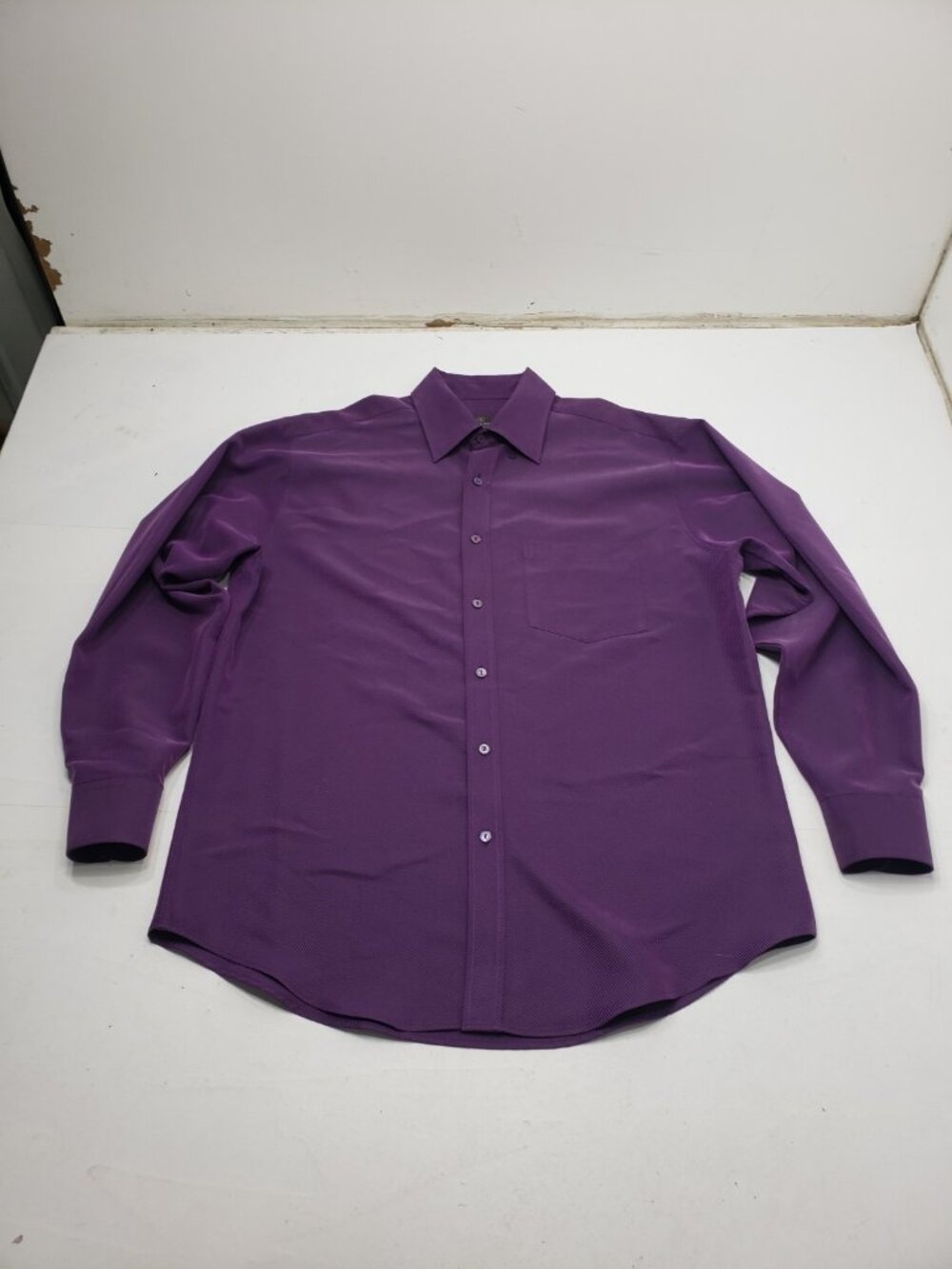 Bugatchi Uomo Mens Large Purple Modal Blend Long Sleeve Button Up Shirt